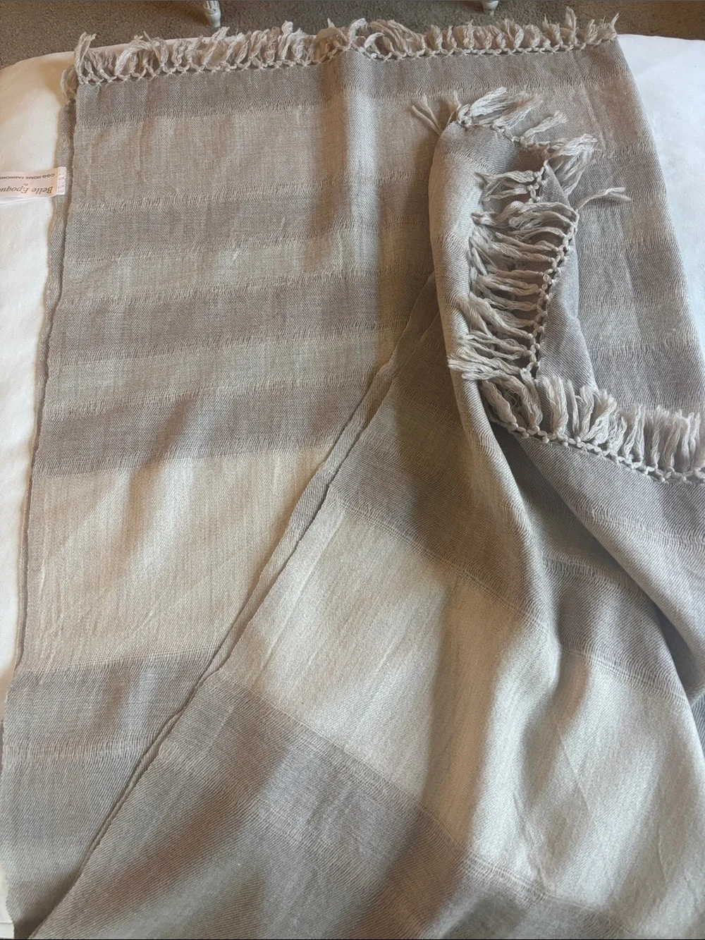 Cream Fringe Merino Wool Throw - Home Accents